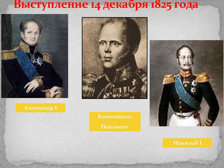 Выступление 14 декабря 1825 года Александр I Константин Павлович Николай I 