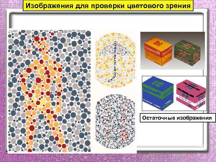 Изображения для проверки цветового зрения Остаточные изображения 