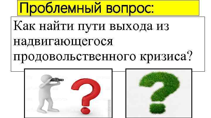 Проблемный вопрос: Как найти пути выхода из надвигающегося продовольственного кризиса? 