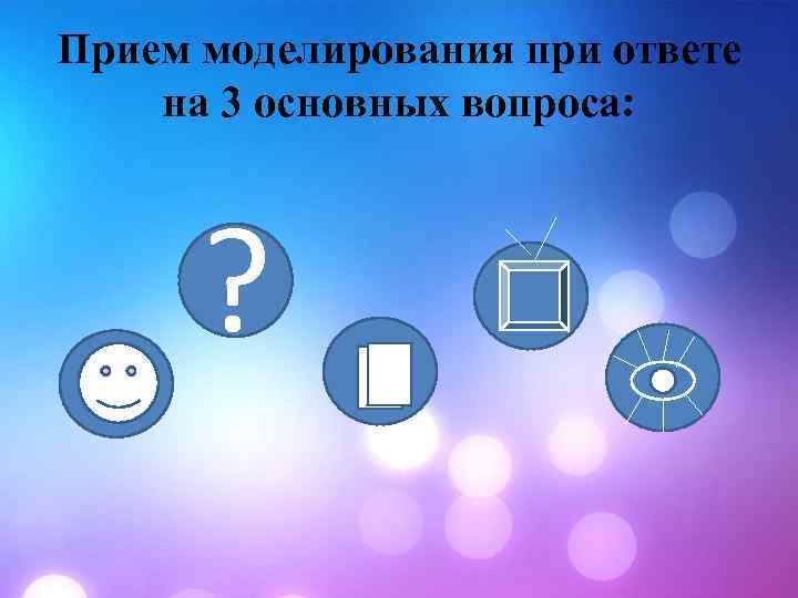 Прием моделирования при ответе на 3 основных вопроса: ? 