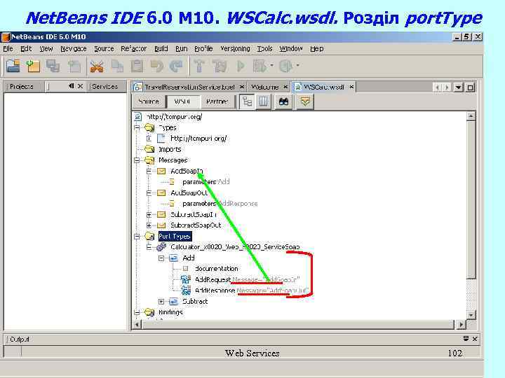 Net. Beans IDE 6. 0 M 10. WSCalc. wsdl. Розділ port. Type Web Services