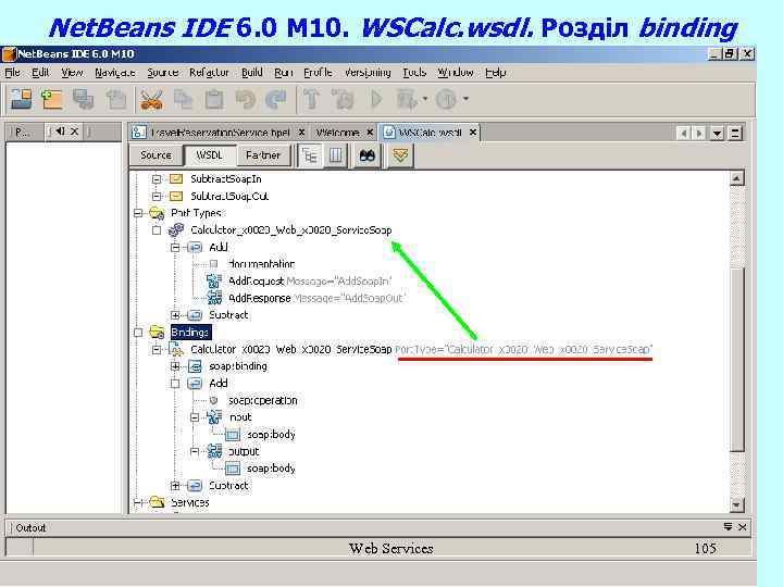 Net. Beans IDE 6. 0 M 10. WSCalc. wsdl. Розділ binding Web Services 105