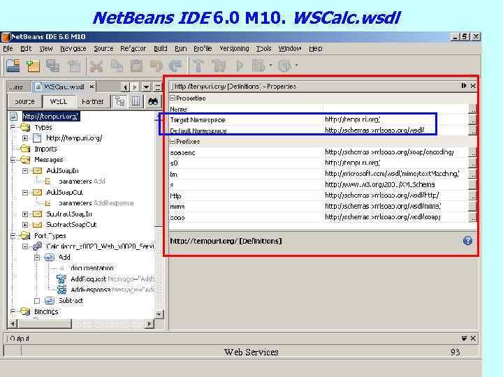 Net. Beans IDE 6. 0 M 10. WSCalc. wsdl Web Services 93 