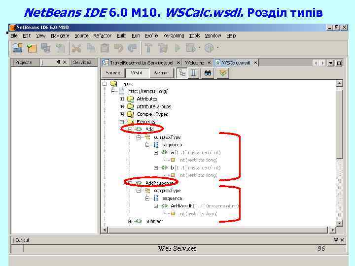 Net. Beans IDE 6. 0 M 10. WSCalc. wsdl. Розділ типів Web Services 96