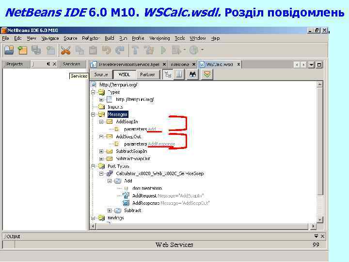 Net. Beans IDE 6. 0 M 10. WSCalc. wsdl. Розділ повідомлень Web Services 99