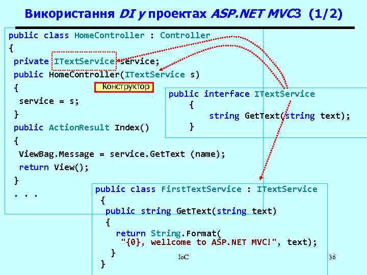 Використання DI у проектах ASP. NET MVC 3 (1/2) public class Home. Controller :