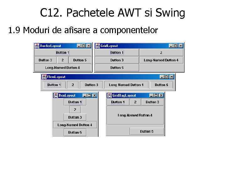 C 12. Pachetele AWT si Swing 1. 9 Moduri de afisare a componentelor 