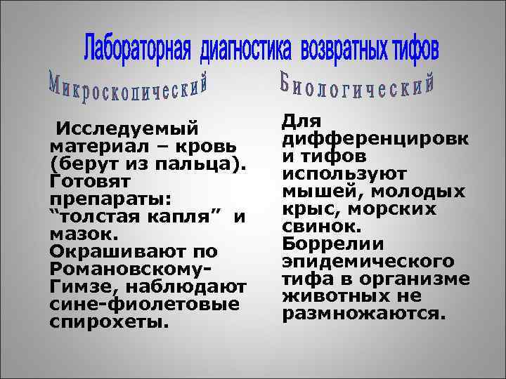 Исследуемый материал – кровь (берут из пальца). Готовят препараты: “толстая капля” и мазок. Окрашивают