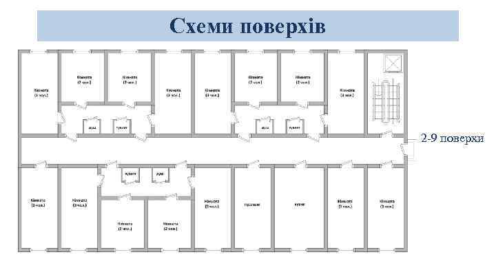 Схеми поверхів 2 -9 поверхи 