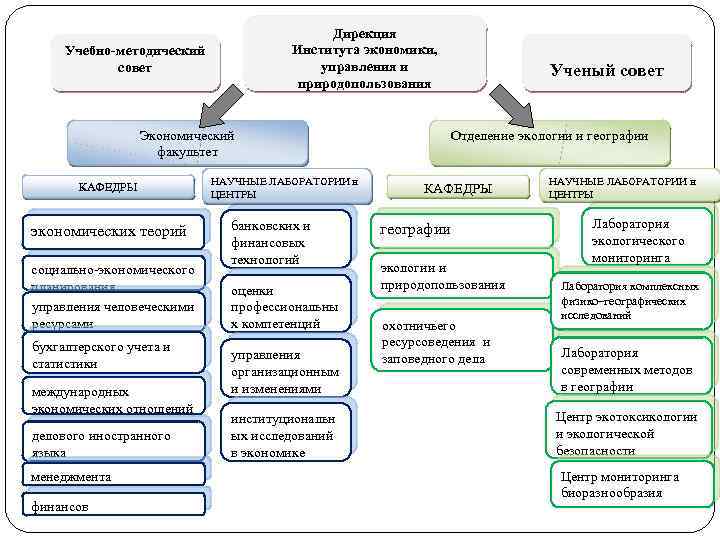 Дирекция Института экономики, управления и природопользования Учебно-методический совет Экономический факультет КАФЕДРЫ экономических теорий социально-экономического