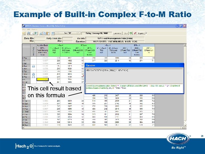 Example of Built-in Complex F-to-M Ratio This cell result based on this formula 26