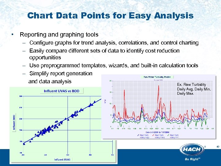 Chart Data Points for Easy Analysis • Reporting and graphing tools – Configure graphs