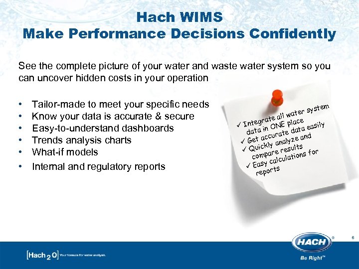 Hach WIMS Make Performance Decisions Confidently See the complete picture of your water and