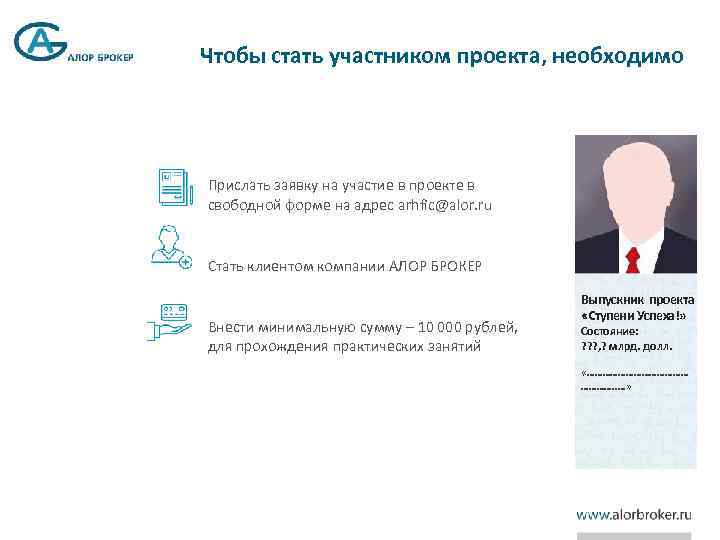 Чтобы стать участником проекта, необходимо Прислать заявку на участие в проекте в свободной форме