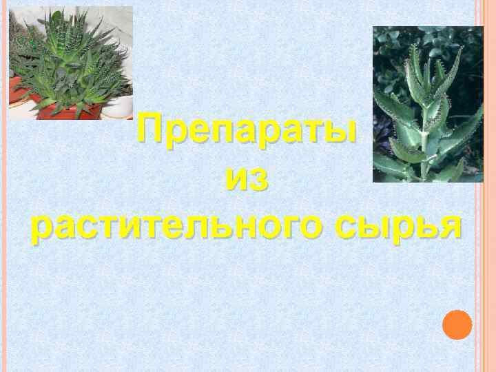 Препараты из растительного сырья 