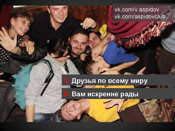 vk. com/v. aspidov vk. com/aspidovclub 3. Друзья по всему миру 4. Вам искренне рады