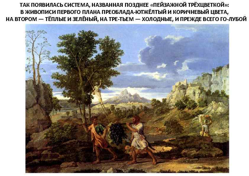 ТАК ПОЯВИЛАСЬ СИСТЕМА, НАЗВАННАЯ ПОЗДНЕЕ «ПЕЙЗАЖНОЙ ТРЁХЦВЕТКОЙ» : В ЖИВОПИСИ ПЕРВОГО ПЛАНА ПРЕОБЛАДА ЮТЖЁЛТЫЙ