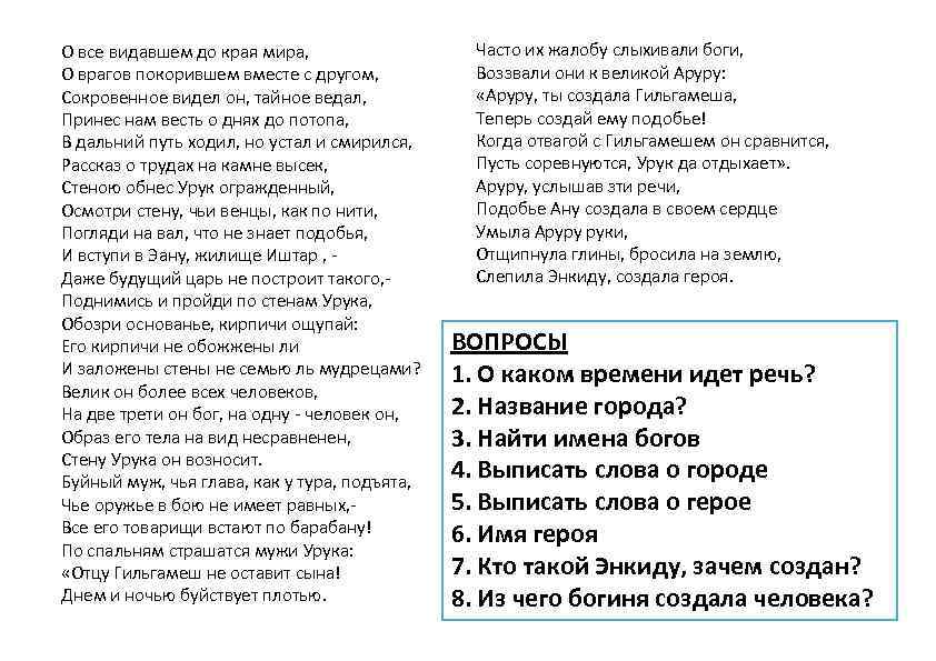 О все видавшем до края мира, О врагов покорившем вместе с другом, Сокровенное видел