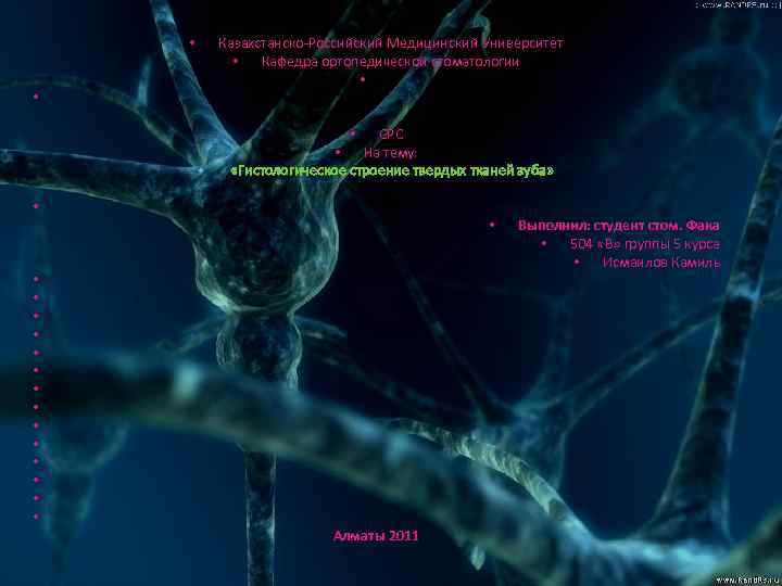 Казахстанско-Российский Медицинский Университет • Кафедра ортопедической стоматологии • • • • • • СРС