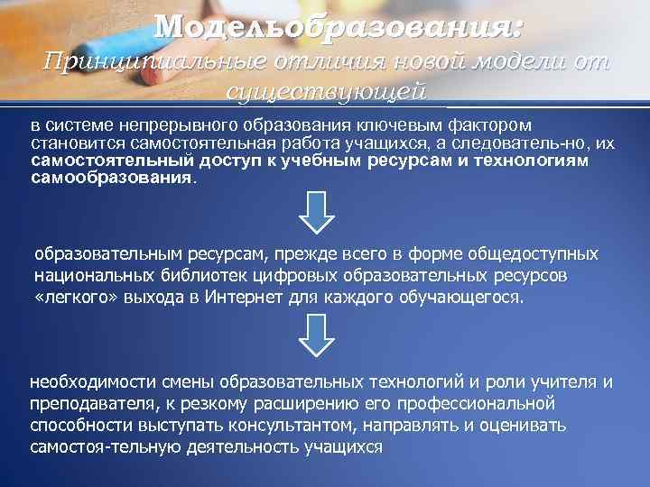 Модельобразования: Принципиальные отличия новой модели от существующей в системе непрерывного образования ключевым фактором становится