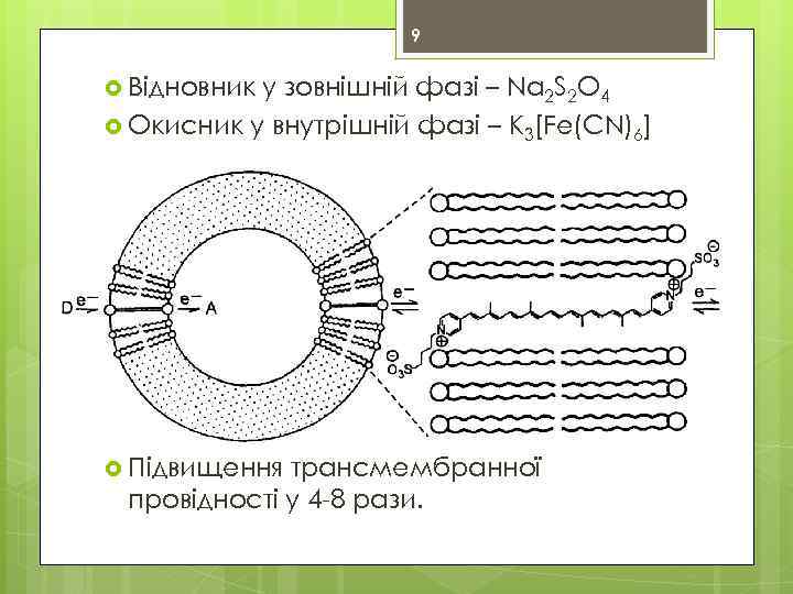 9 Відновник у зовнішній фазі – Na 2 S 2 O 4 Окисник у