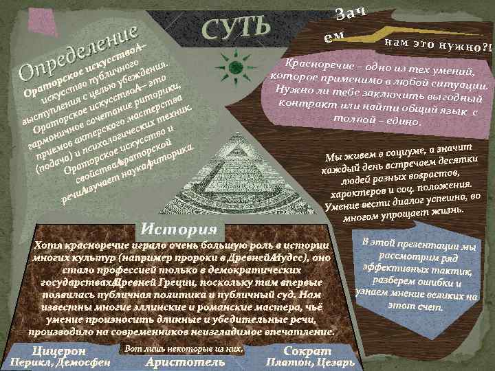 ние еле ред Оп СУТЬ История Зач ем нам это нужн о? ! Красноречие