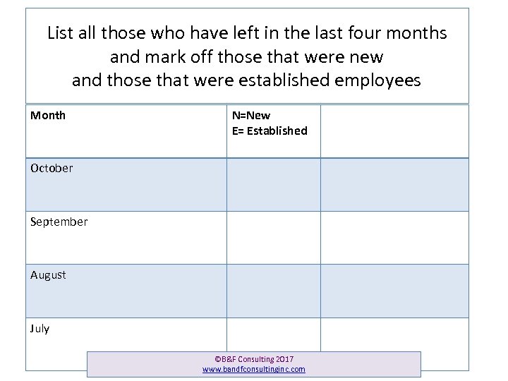 List all those who have left in the last four months and mark off