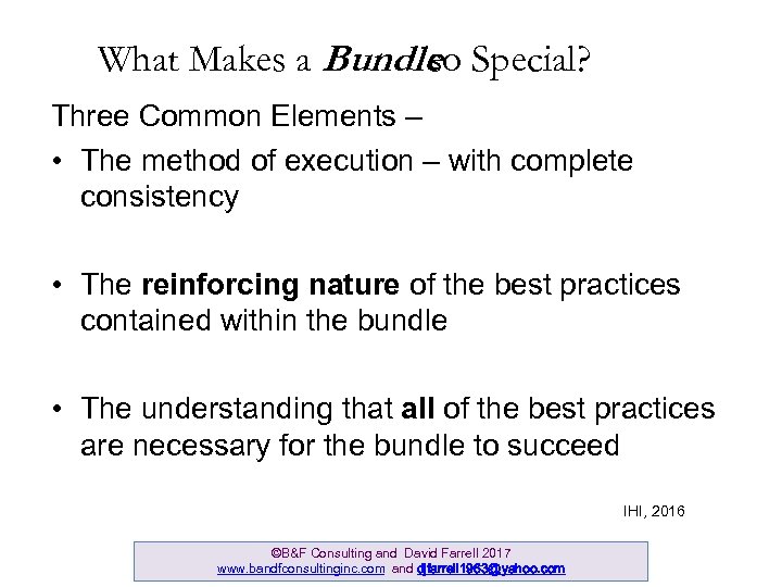 What Makes a Bundle Special? so Three Common Elements – • The method of