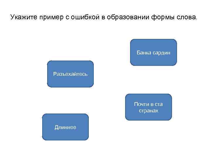 Укажите пример с ошибкой в образовании формы слова. Банка сардин Разъехайтесь Почти в ста