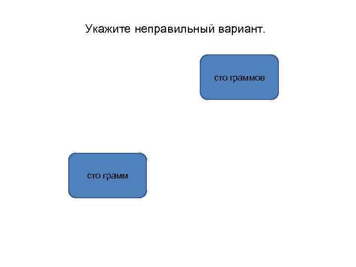 Укажите неправильный вариант. сто граммов сто грамм 