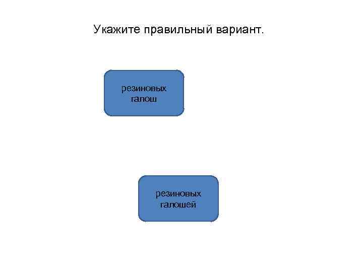 Укажите правильный вариант. резиновых галошей 