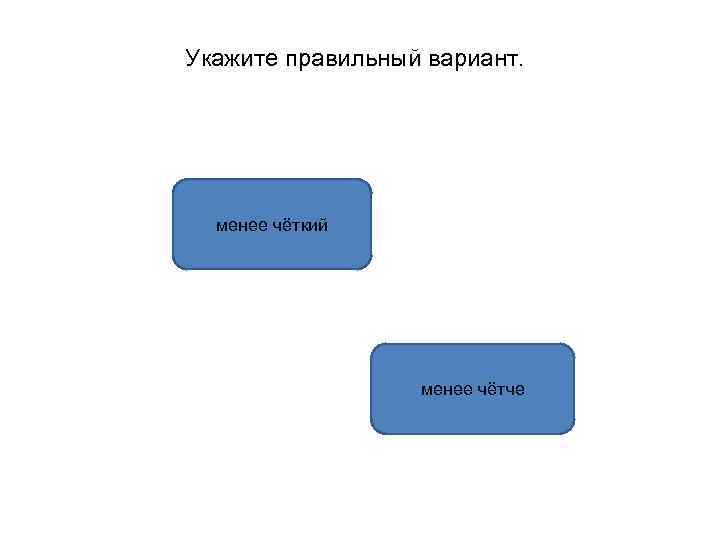 Укажите правильный вариант. менее чёткий менее чётче 