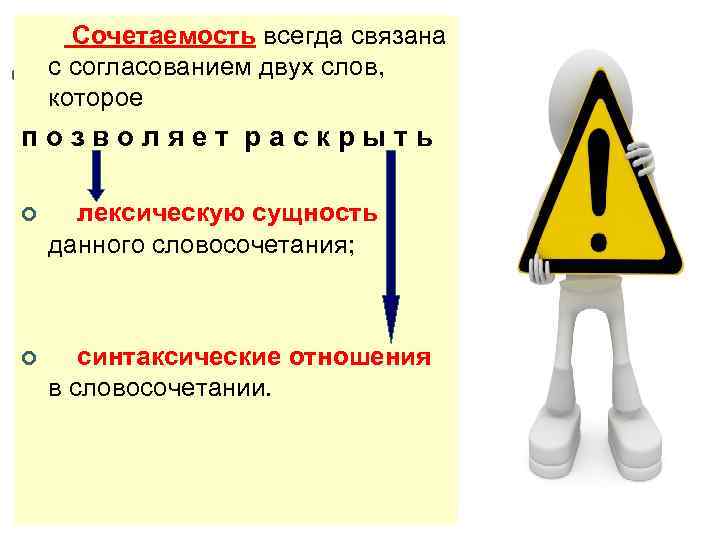  Сочетаемость всегда связана с согласованием двух слов, которое п о з в о