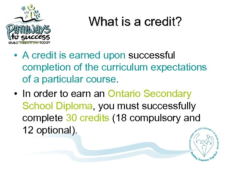 What is a credit? • A credit is earned upon successful completion of the