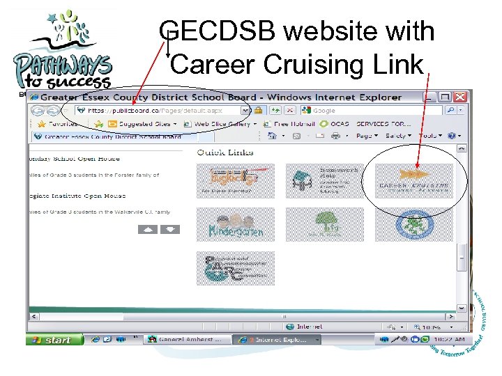GECDSB website with Career Cruising Link 
