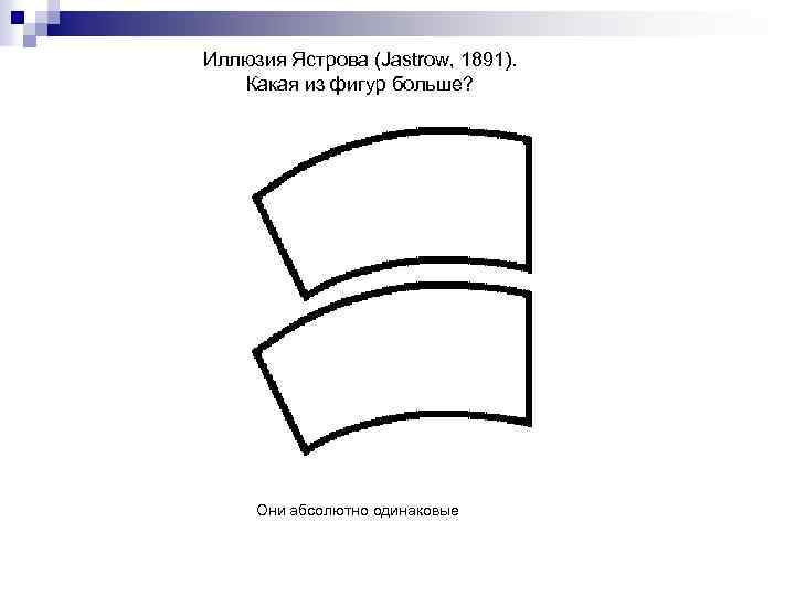 Иллюзия Ястрова (Jastrow, 1891). Какая из фигур больше? Они абсолютно одинаковые 