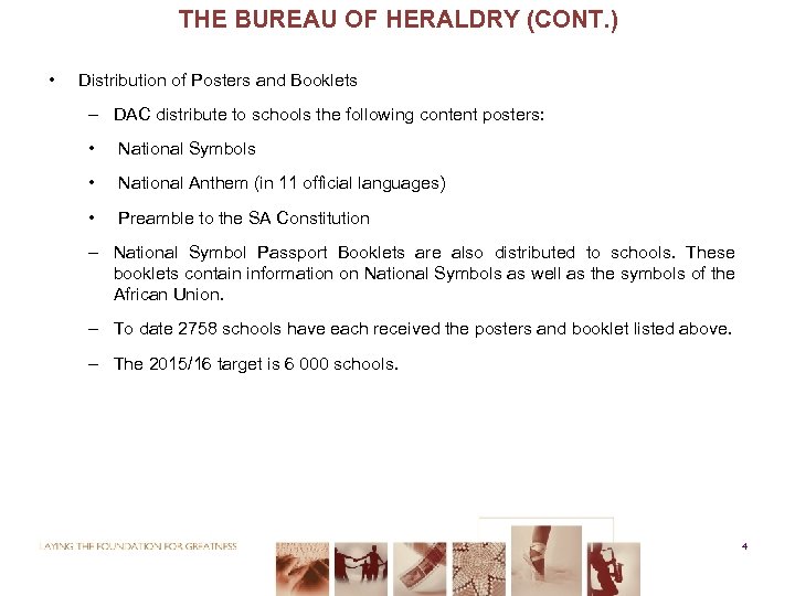 THE BUREAU OF HERALDRY (CONT. ) • Distribution of Posters and Booklets – DAC