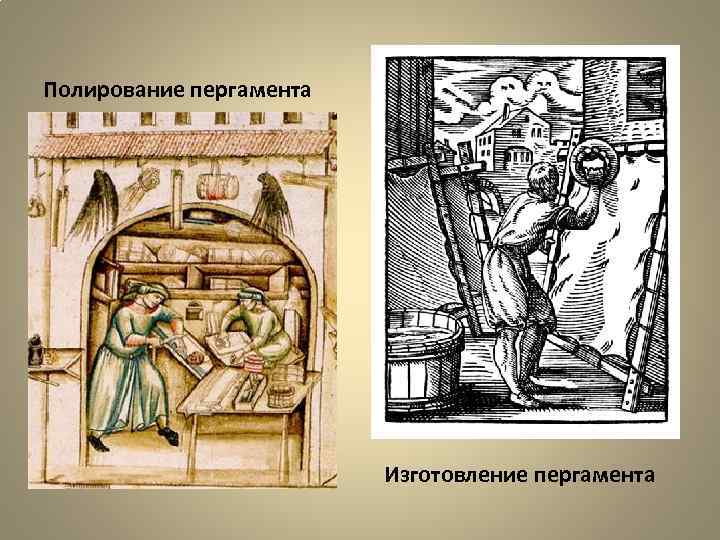 Полирование пергамента Изготовление пергамента 