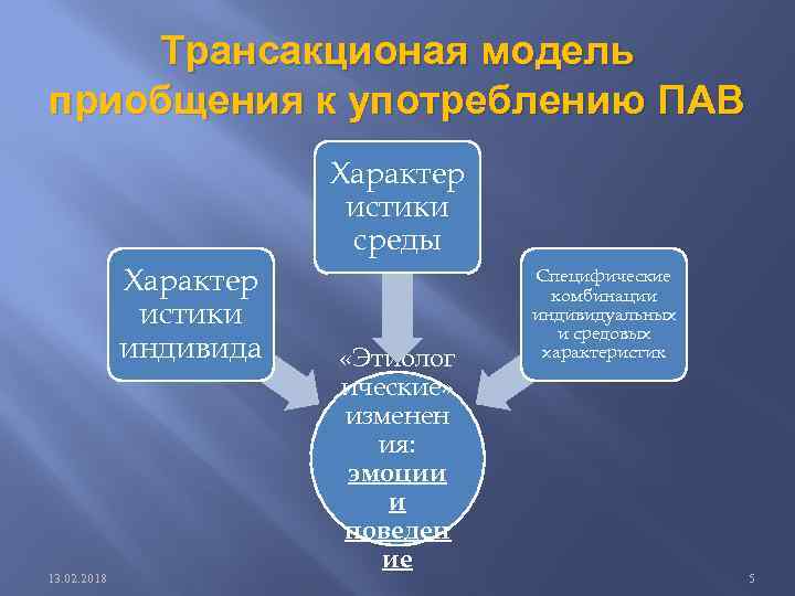 Трансакционая модель приобщения к употреблению ПАВ Характер истики среды Характер истики индивида 13. 02.