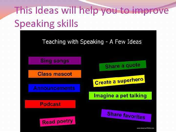 This Ideas will help you to improve Speaking skills 