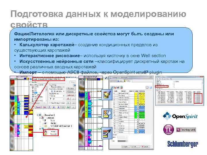 Подготовка данных к моделированию свойств Фации/Литология или дискретные свойства могут в Petrel Интерпретация фаций