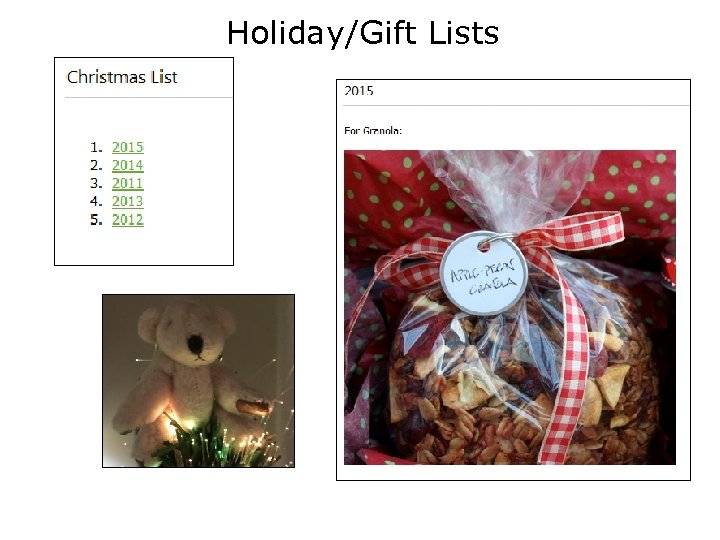 Holiday/Gift Lists 