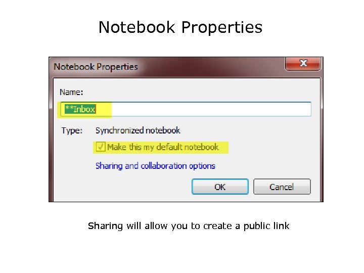 Notebook Properties Sharing will allow you to create a public link 