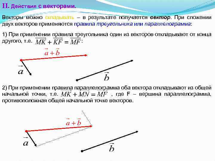 Действия над векторами 9 класс