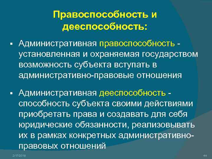 Правоспособность и дееспособность презентация