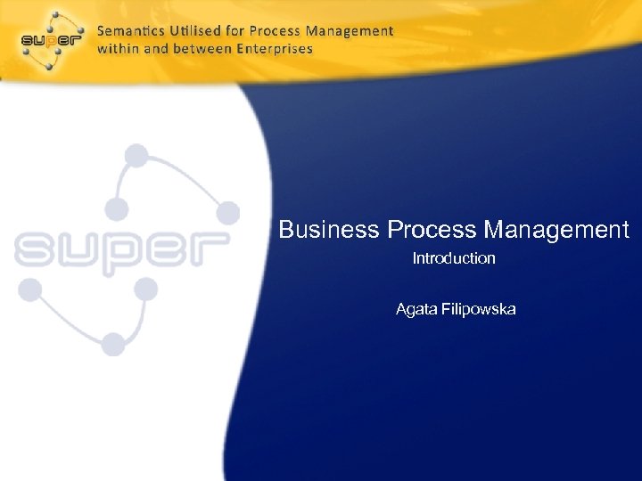 Business Process Management Introduction Agata Filipowska 