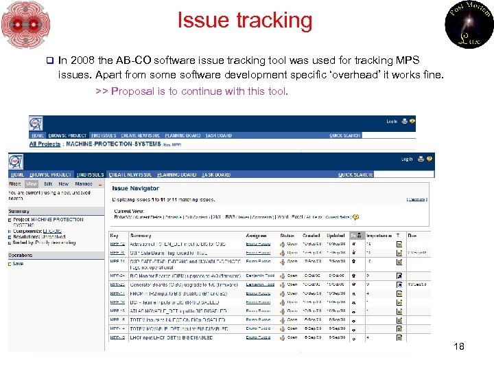 Issue tracking q In 2008 the AB-CO software issue tracking tool was used for