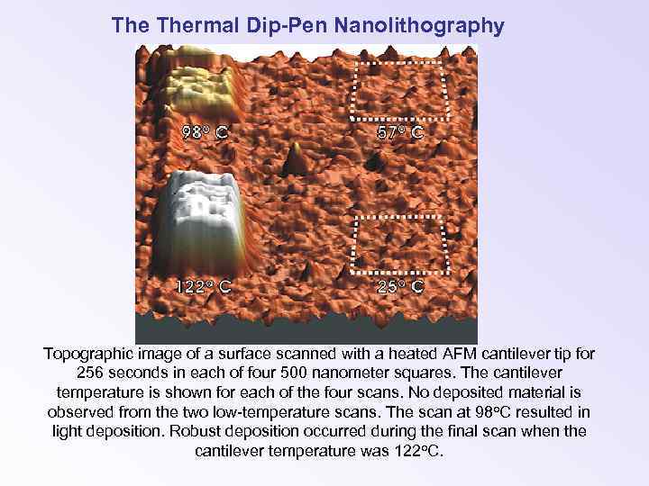 The Thermal Dip-Pen Nanolithography Topographic image of a surface scanned with a heated AFM