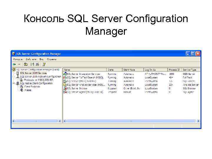 Консоль SQL Server Configuration Manager 