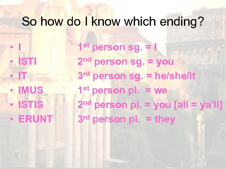 So how do I know which ending? • • • I ISTI IT IMUS